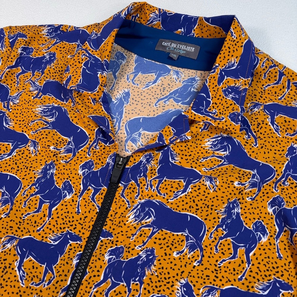 Cafe Du Cycliste Laureline Gravel Jersey Men's 2XL Orange Horse Pocket Cycling